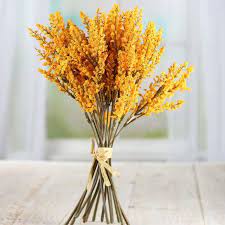 Golden Yellow Artificial Heather Bundle Bushes Bouquets Floral Supplies Craft Supplies Yellow Flower Arrangements Yellow Flower Centerpieces Home Flowers