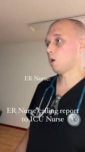 ER nurse calling report to ICU nurse. Funny nursing skit 😂 #nurse #nu...
