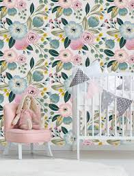 Shop for wallpaper at target. Removable Wallpaper Peel And Stick Wallpaper Self Adhesive Etsy Pastel Flower Nursery Nursery Wallpaper Flower Nursery