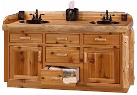 Cedar vanity bathroom with handmade mexican sink (i.redd.it). Rustic Woodland Cottage Cedar Log Vanity Log Bathroom Cabinets Minnesota Whole Custom Cabin Furniture