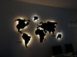 Ebay weltkarte 3d wandbild beleuchtet wunschmotiv co2 laser. Weltkarte Wand Schwarz Metall