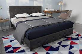 Chariton upholstered low profile storage platform bed. Dhp Dakota Faux Leather Upholstered Platform Bed Frame With Signature Sleep Memoir 10 Inch Memory Foam Mattress Set Queen Size Black Amazon De Kuche Haushalt
