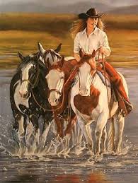 Crossing The Cheyenne Woman And Horses Cowboysandcowgirls Crossing The Cheyenne Woman And Horses Cowgirl Art Horse Painting Cowboy Art