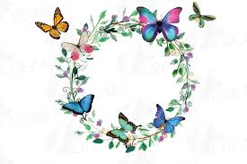 Download Watercolor Wreath With Watercolor Butterflies Clip Art Butterfly Wreath Clipart PSD Mockup Templates