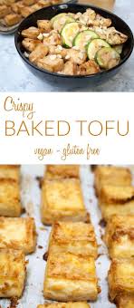 Crispy Baked Tofu With Peanut Sauce Vegan Gluten Free This Easy Baked Tofu Recipe Is Crispy On The Outside Tofu Recipes Vegan Tofu Recipes Easy Baked Tofu