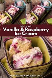 Delicious Keto Vanilla Raspberry Ice Cream Recipe Raspberry Ice Cream Keto Dessert Recipes Keto Ice Cream