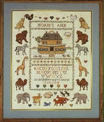 Noah's ark cross stitch patterns. Elsa Williams Counted Cross Stitch Kit Two By Two Noah S Ark Designed By Nancy Bombard Amazo Cross Stitch Cross Stitch Samplers Counted Cross Stitch Kits