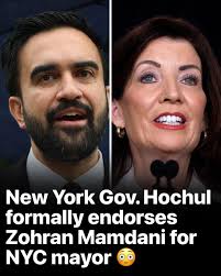 New York Gov. Kathy Hochul formally endorsed Democratic New York City  mayoral candidate Zohran Mamdani