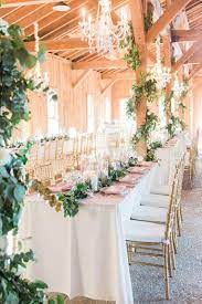 Rustic Elegant Wedding Reception Decor Long Table With White Table Linens Greene Rustic Elegant Wedding Rustic Wedding Reception Elegant Wedding Reception