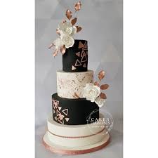 18th Birthday Rose Gold Cake Ideas Modern Geometric Black And Rose Gold Wedding Cake Rose Gold Wedding Cakes Rose Gold Cake White Birthday Cakes