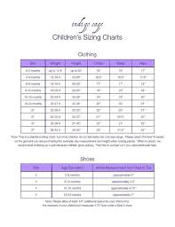 childrens sizing chart crochet clothes baby sewing