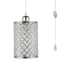 Shop Modern Plug In On Off Dimmer Switch Chrome Crystal Pendant Light On Sale Overstock 27554895