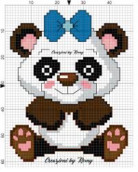 Schema Panda Femmina Punto Croce Punto Croce Punto Croce Bambino Ricamo A Punto Croce