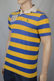 Ralph Lauren Xl Blau Gelb Streifen Rugby Polohemd Massgefertigt Passform Nwt Ebay