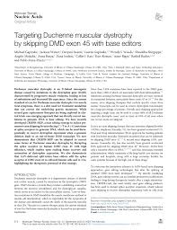 PDF) Targeting Duchenne Muscular Dystrophy by Skipping DMD Exon 45 with  Base Editors