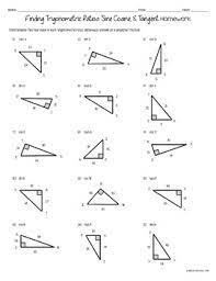 These worksheets explain how to use trigonometric ratios to find the missing value of a triangle. Finding Trigonometric Ratios Sine Cosine Tangent Practice Worksheets Cw Hw