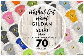 Masculine Gildan 5000 T Shirt Mockup Mega Bundle All Colors On Vertical Washed Out White Wood Basic Clean No Props Free Size Chart