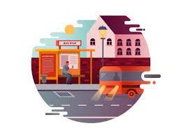 Bus Stop Illustration Kit8 Bus Stop Design Bus Stop Transport Illustration