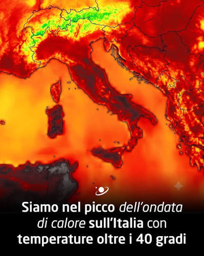 L'Italia è nel pieno dell'apice termico di questa intensa ondata di calore,  con i termometri che registrano picchi record in gran parte della penisola.  Questa giornata non è un semplice picco isolato,