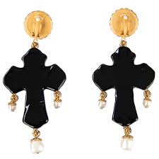 Teardrop cz crown clip on dangle chandelier earring cubic more colors. Dolce Gabbana Leopard Crystal Cross Clip Earrings Fashion Rooms