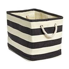Black And White Storage Bins Charcoal Ivory Rugby Stripe Storage Bin With Rope Handles Container Store Stylish Storage Storage Bins