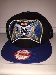 Avengers Vs X Men Scene On Letters Black With Blue Brim Cool Hats Hats Baseball Hats