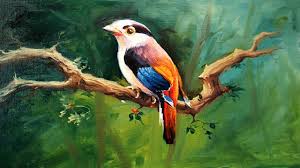 A Bird Painting With Oil Colors On Canvas By Paintlane Oil Painting Realistic Oil Painting Watercolor Landscape Paintings Painting Demo