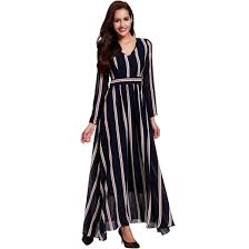 Harga kemeja salur pria stripe lengan pendek cowok hem garis belang wanita. Qoo10 Baju Sifon Wanita Baru Maxi Dress Garis Garis Vertikal Zipper Tie Ping Pakaian