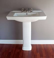 Wowow two handles widespread 8 inch bathroom faucet black 3 pieces basin faucets 360 degree swivel… $72.98. The Period Bath Supply Company A Division Of Historic Houseparts Inc Pedestal Sinks Deco Or Mid Century 31 3 4 Porcelain Pedestal Bathroom Sink