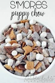 I don't know the origin of the recipe or the name, but chex. S Mores Muddy Buddies Snack Mix Recipe Snack Mix Recipes Puppy Chow Recipes Puppy Chow Chex Mix Recipe