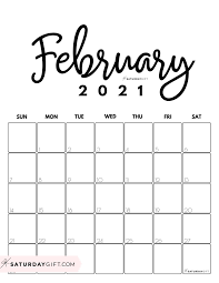 Cute Free Printable February 2021 Calendar Saturdaygift In 2020 February Calendar 2021 Calendar Monthly Calendar Printable