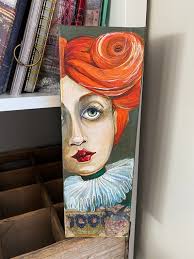 Painting of a Girl tea, Acrylic and Mixed Media