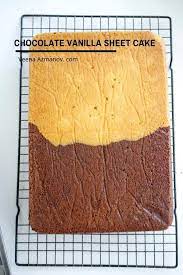 This is an excellent cake for milk lovers! Chocolate Vanilla Sheet Cake Veena Azmanov