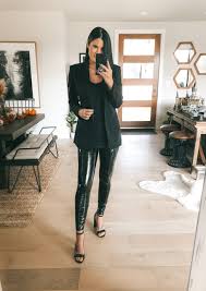 Andrea is ready for the holidays in her festive long sweater. Patent Leather Leggings Austin Fashion Dressed To Kill