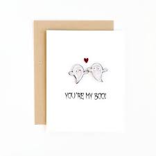Halloween Love Card Creepy And Cute Paper Ghosts Makes An Etsy Halloween Cards Halloween Greeting Card Funny Halloween Cards