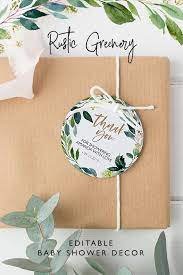 Editable Greenery Baby Shower Favor Tag Circleprintable Etsy Baby Shower Favors Baby Shower Favor Tags Rustic Baby Shower