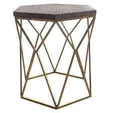 Chester End Table Gold Metal Hexagon Threshold Target Other Side Of Sofa In Living Room Geometric Side Table Metal End Tables Wood Hexagon