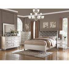 Queen Bed With Tufted Headboard Silver Walmart Com Silver Bedroom Furniture Silver Bedroom King Bedroom Sets