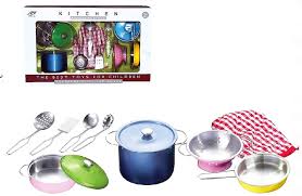 Make sure this fits by entering your model number. Allkindathings Childrens Toy Metal Kitchen Cooking Utensils Pots Pans 11 Pc Accessories Set Kids Play Buy Online In Turkey At Turkey Desertcart Com Productid 168972244