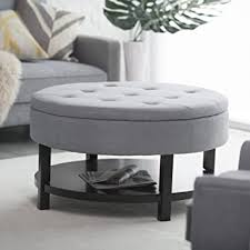 When low, you can store them in comfort. Amazon Com Belham Living Coffee Table Storage Ottoman With Shelf Furniture Decor