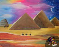 If they move too quick they're falling down like a domino. Paint Nite Walk Like An Egyptian Lanscape Painting Egyptian Painting Painting