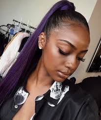 Justine Skye Justine Skye Hair Purple Hair Sleek Ponytail