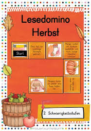 Lesedomino Herbst Unterrichtsmaterial In Den Fachern Deutsch Fachubergreifendes Kunstunterricht Unterrichtsmaterial Lesen