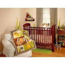 Comforter (42 x 33), bedskirt (28 x 52 + 12 drop) and fitted crib sheet (28 x 52 x 8) fabric: Little Bedding By Nojo Jungle Dreams 3 Piece Crib Bedding Set Walmart Com Walmart Com