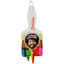 Bob Ross On Paint Brush Glass Ornament Bob Ross Glass Ornaments The Joy Of Painting