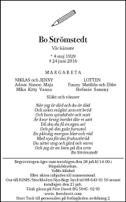 Bo strömstedt ranks among the journalism giants in bonnier's history. Dodsannonser Sok Efter Dodsannonser Pa Familjesidan Se