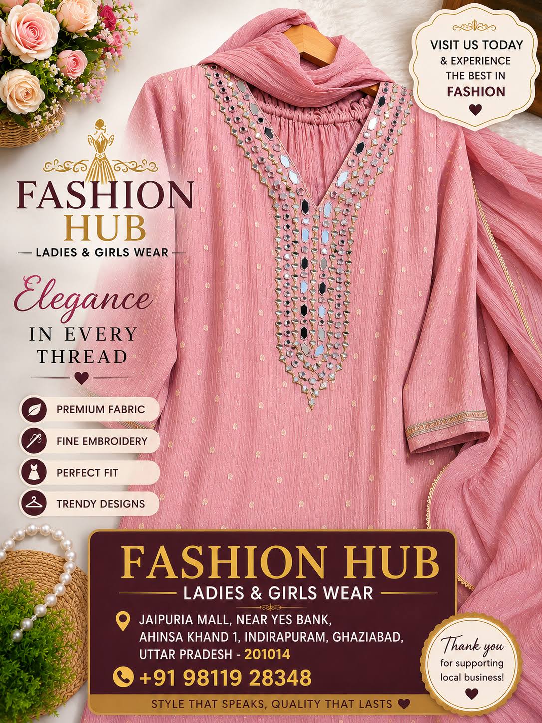 Premium Pink Mirror Work Designer Suit Set product image