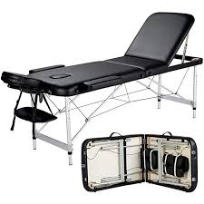 amazon com yaheetech massage table portable massage bed 3 folding 84 inch aluminium frame lightweight height adjustab massage bed massage tables massage table