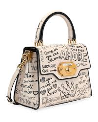 Dolce Gabbana Welcome Amore Graffiti Medium Handbag Medium Handbags Novelty Handbags Beige Handbags