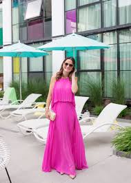 Pink Pleated Maxi Dress